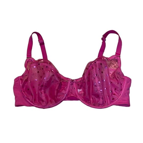 Cacique Hot Pink Lace Bra, full coverage, 42DD - Picture 1 of 8